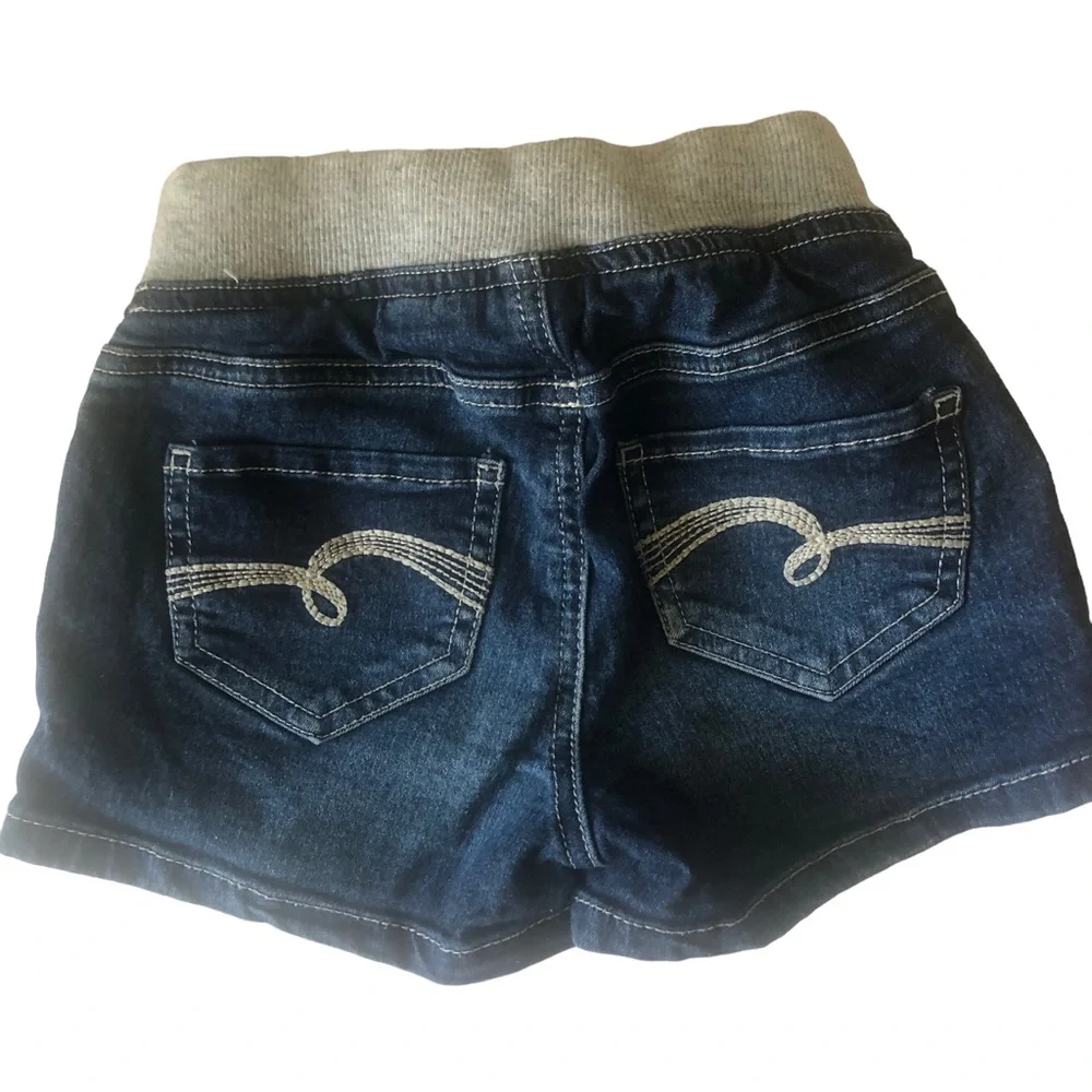 Justice Girls Pull On SLIM Denim Shorts Elastic Knit Waist